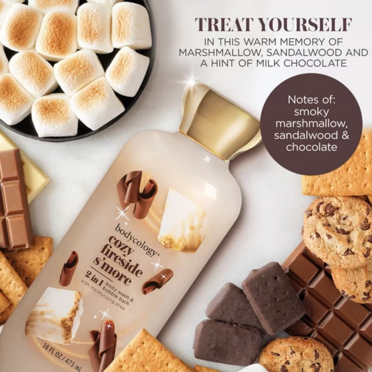 Bodycology 2 In 1 Body Wash & Bubble Bath - Cozy Fireside S'more