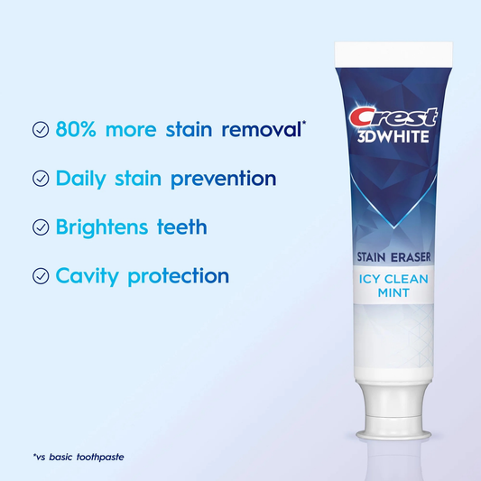 Crest 3D White Advanced Teeth Whitening Stain Eraser Toothpaste - Icy Clean Mint