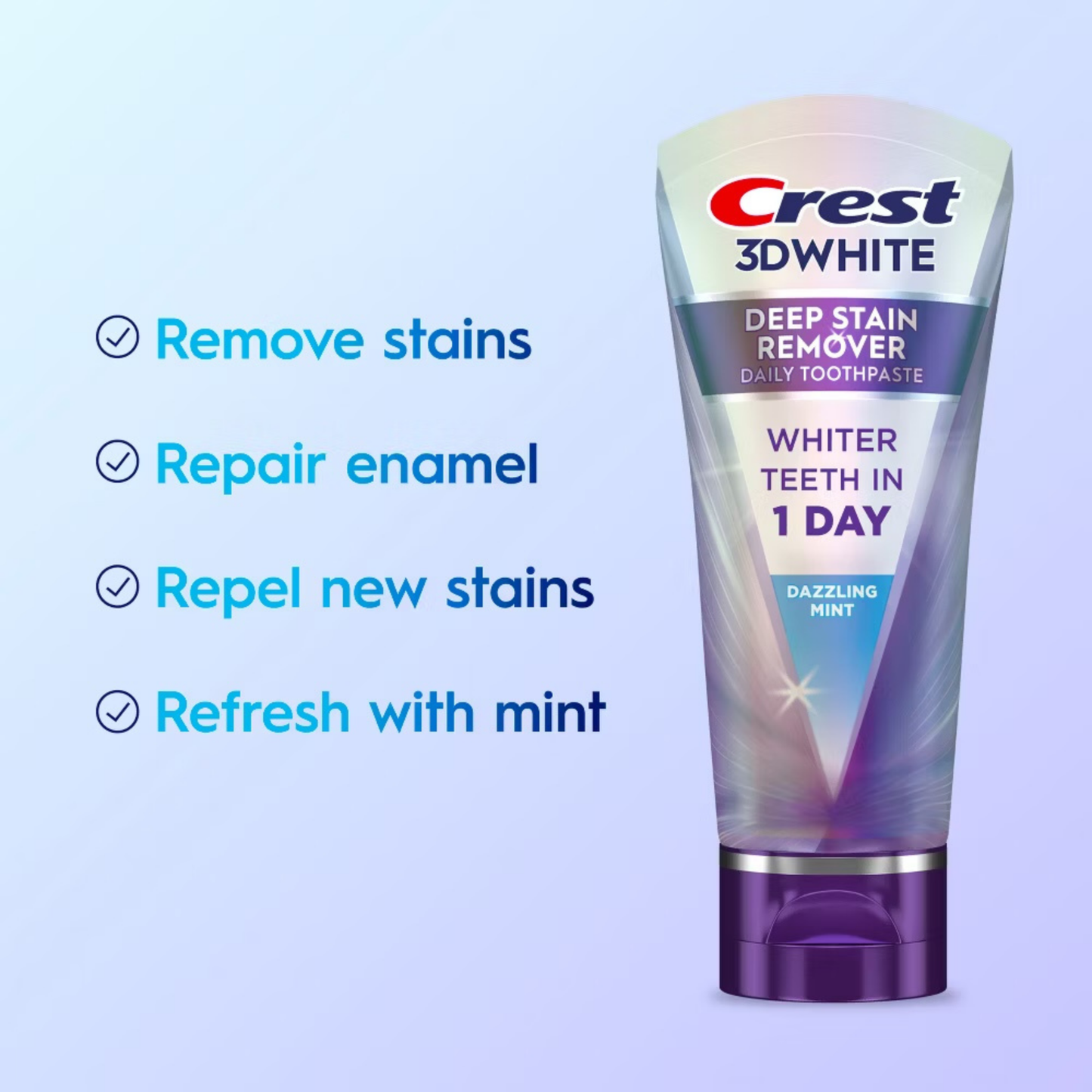 Crest 3D White Deep Stain Remover Daily Toothpaste - Dazzling Mint 3.1oz