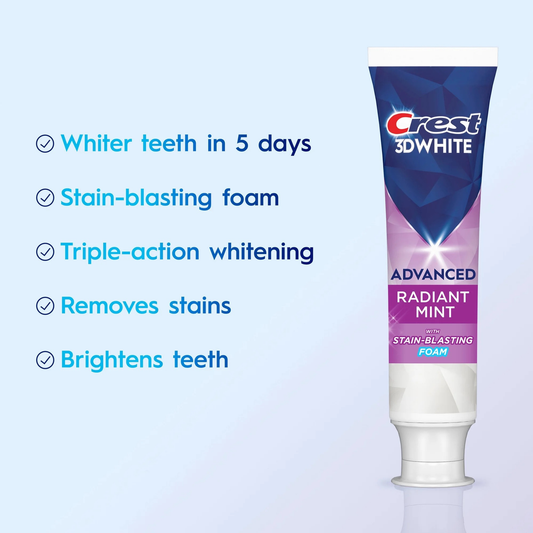 Crest 3D White Advanced Teeth Whitening Toothpaste - Radiant Mint (2 pack)