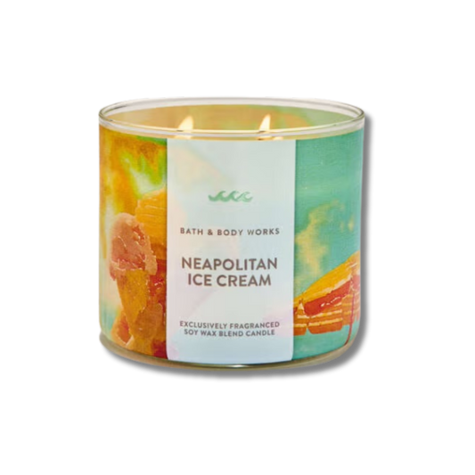 Bath & Body Works 3 Wick Candle - Neapolitan Ice Cream