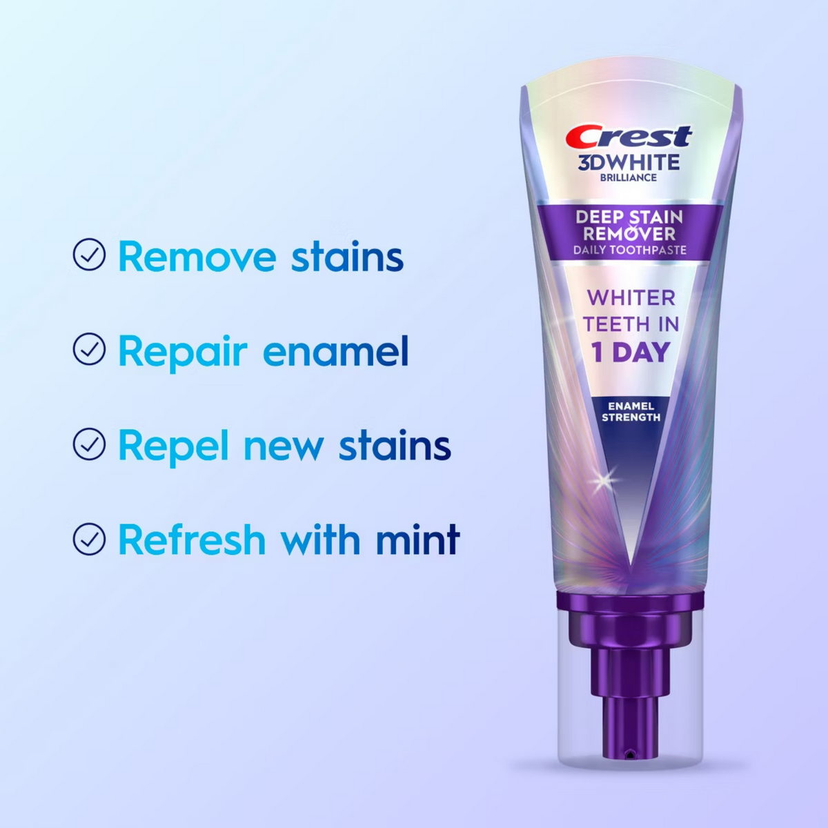 Crest 3D White Deep Stain Remover Daily Toothpaste - Enamel Strength 3.1oz