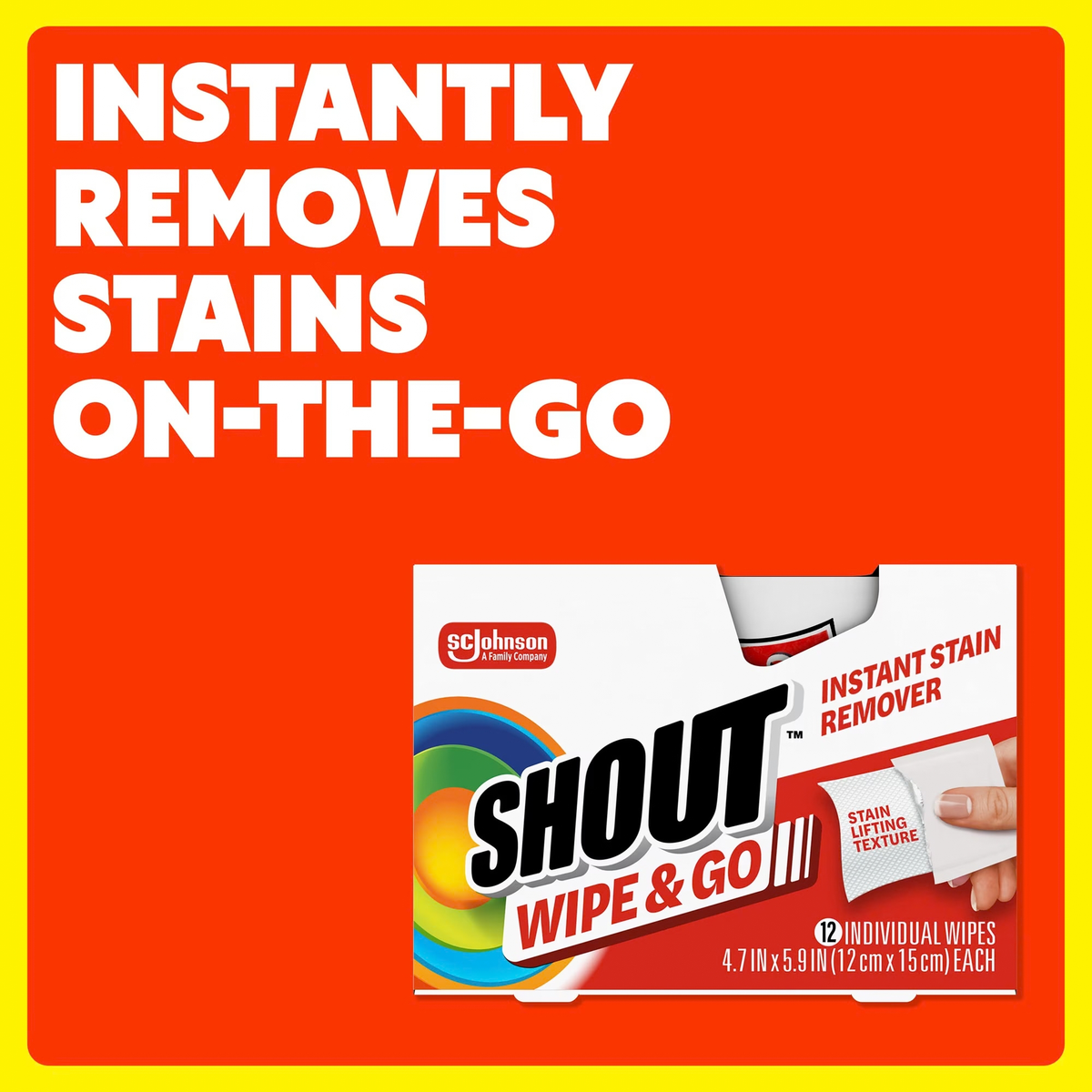 Shout Wipe & Go Instant Stain Remover Wipes