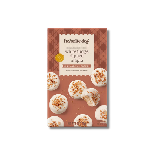 Favourite Day Mini Sandwich Cookies - White Fudge Dipped Maple