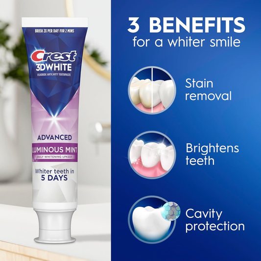Crest 3D White Advanced Teeth Whitening Toothpaste - Luminous Mint