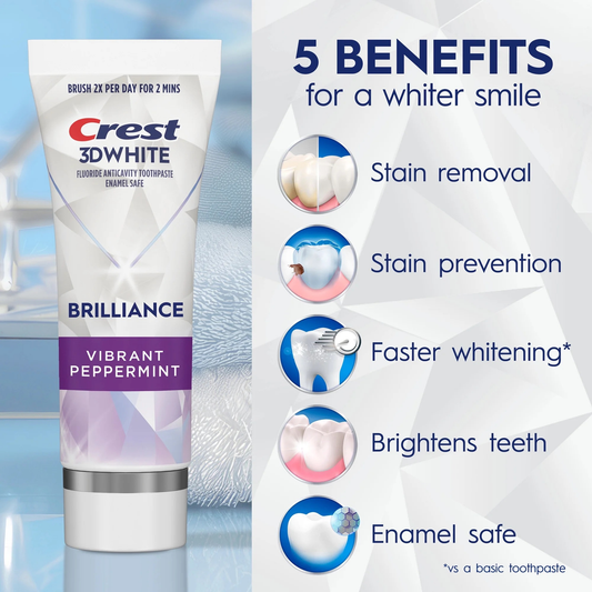 Crest 3D White Brilliance Teeth Whitening Toothpaste - Vibrant Peppermint
