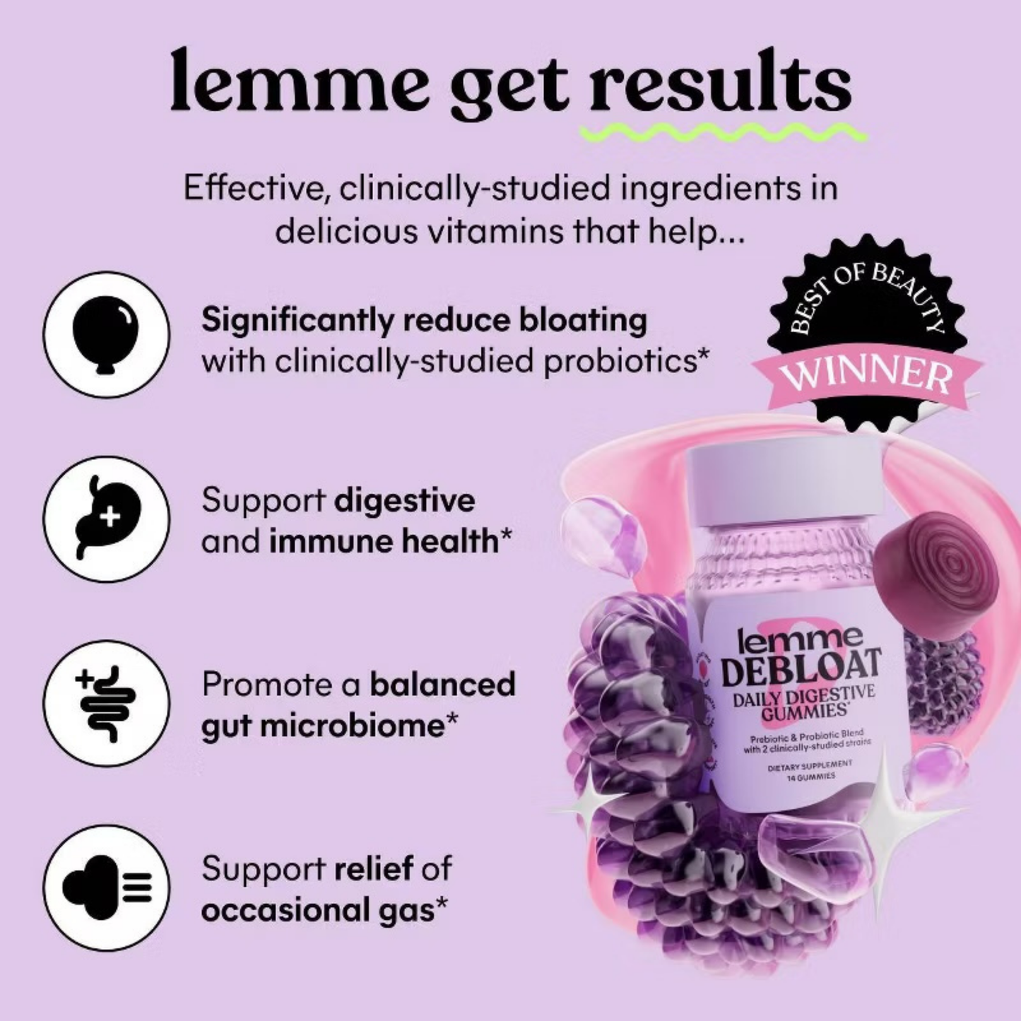 Lemme Debloat Gummies Mini Bottle  - 14 Day Supply