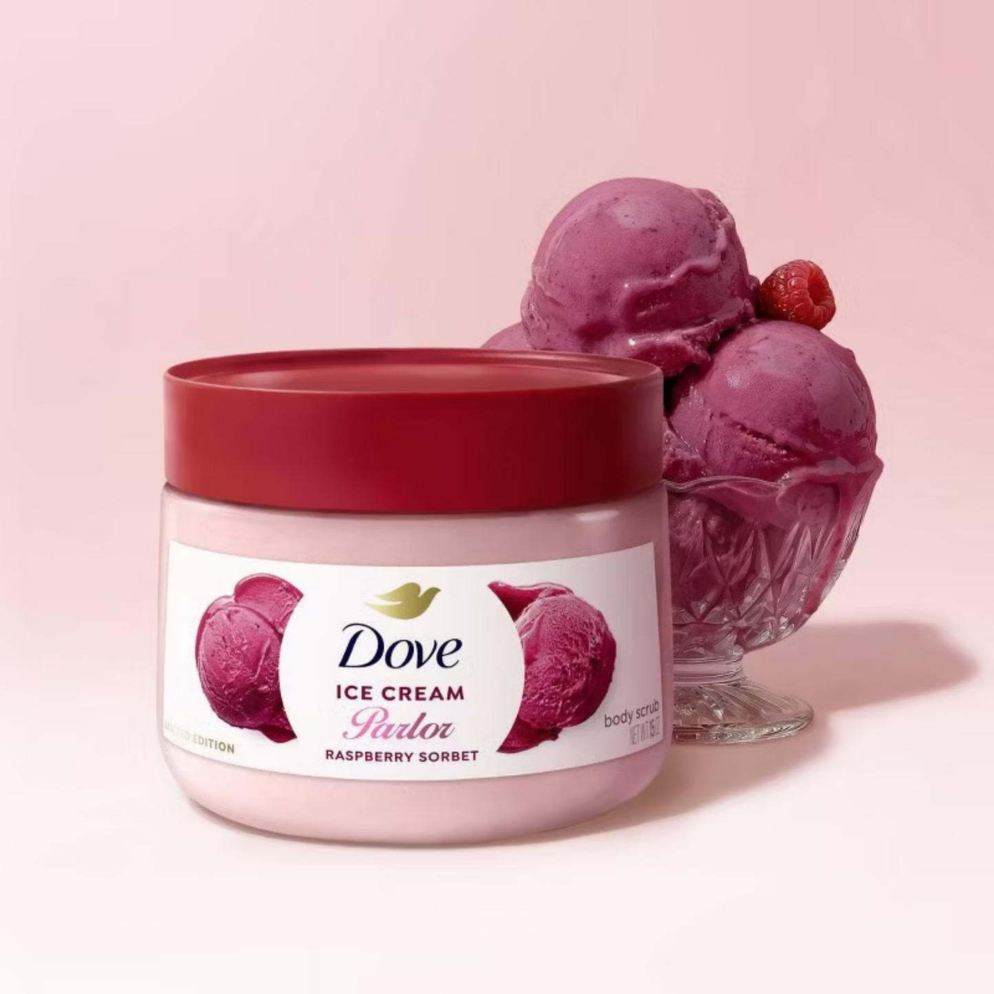 Dove Ice Cream Parlor Body Scrub - Raspberry Sorbet