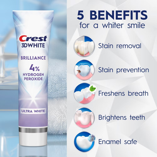 Crest 3D White 4% Hydrogen Peroxide Whitening Toothpaste