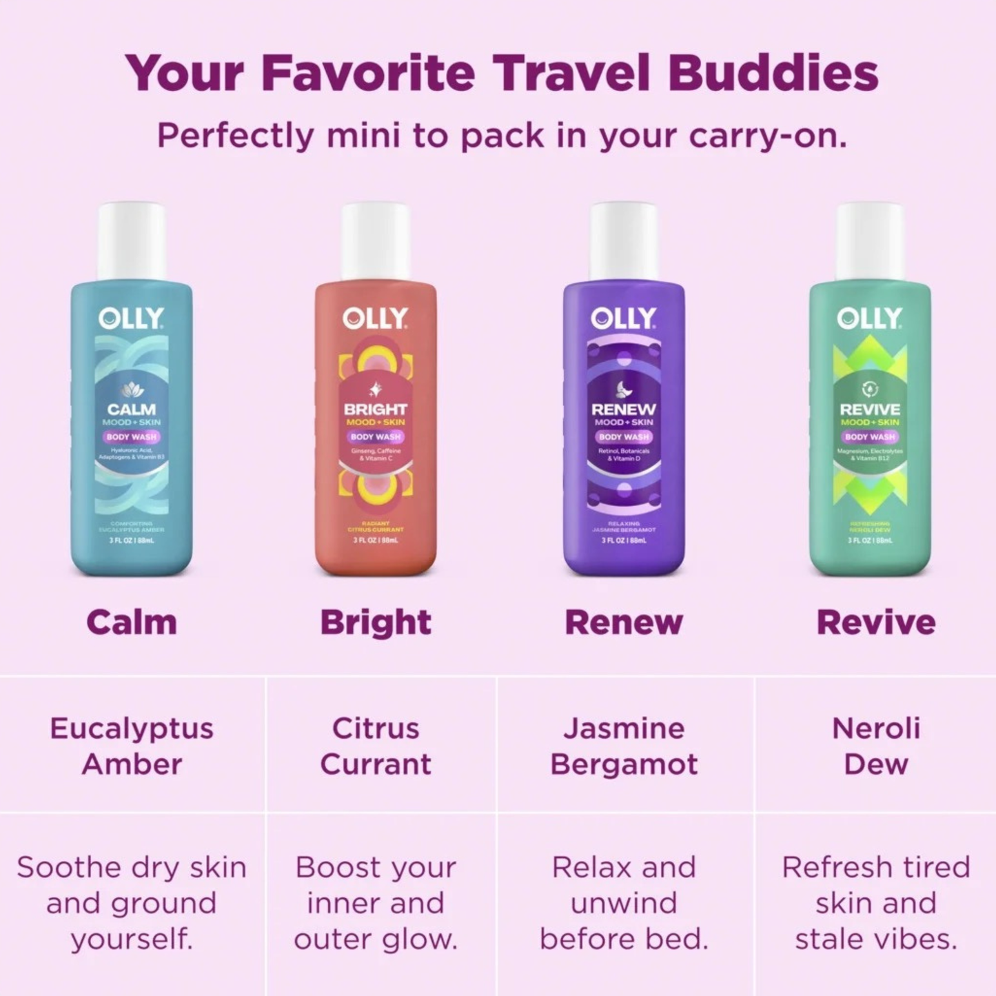 OLLY Limited Edition Variety Pack Body Wash Beauty Mini Set