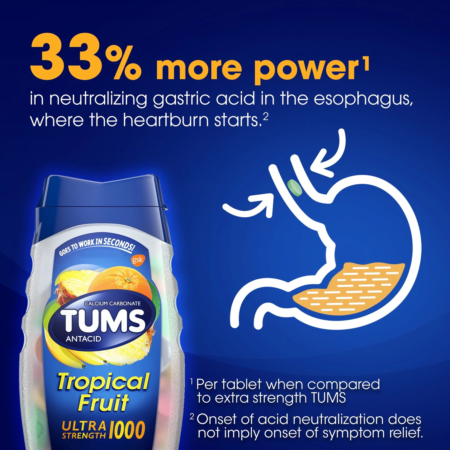 Tums Ultra Strength Antacid Chewable Tablets - Tropical Fruit