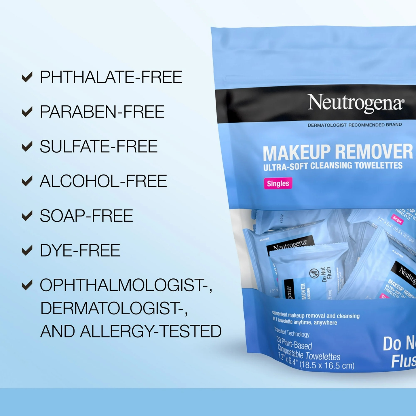 Neutrogena Facial Cleansing Makeup Remover Wipes - 20 pack